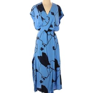 Equipment Women's Blue Wrap Midi Dress